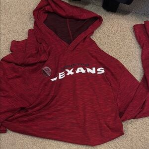 Red Oversized Texans Long Sleeve Hoodie